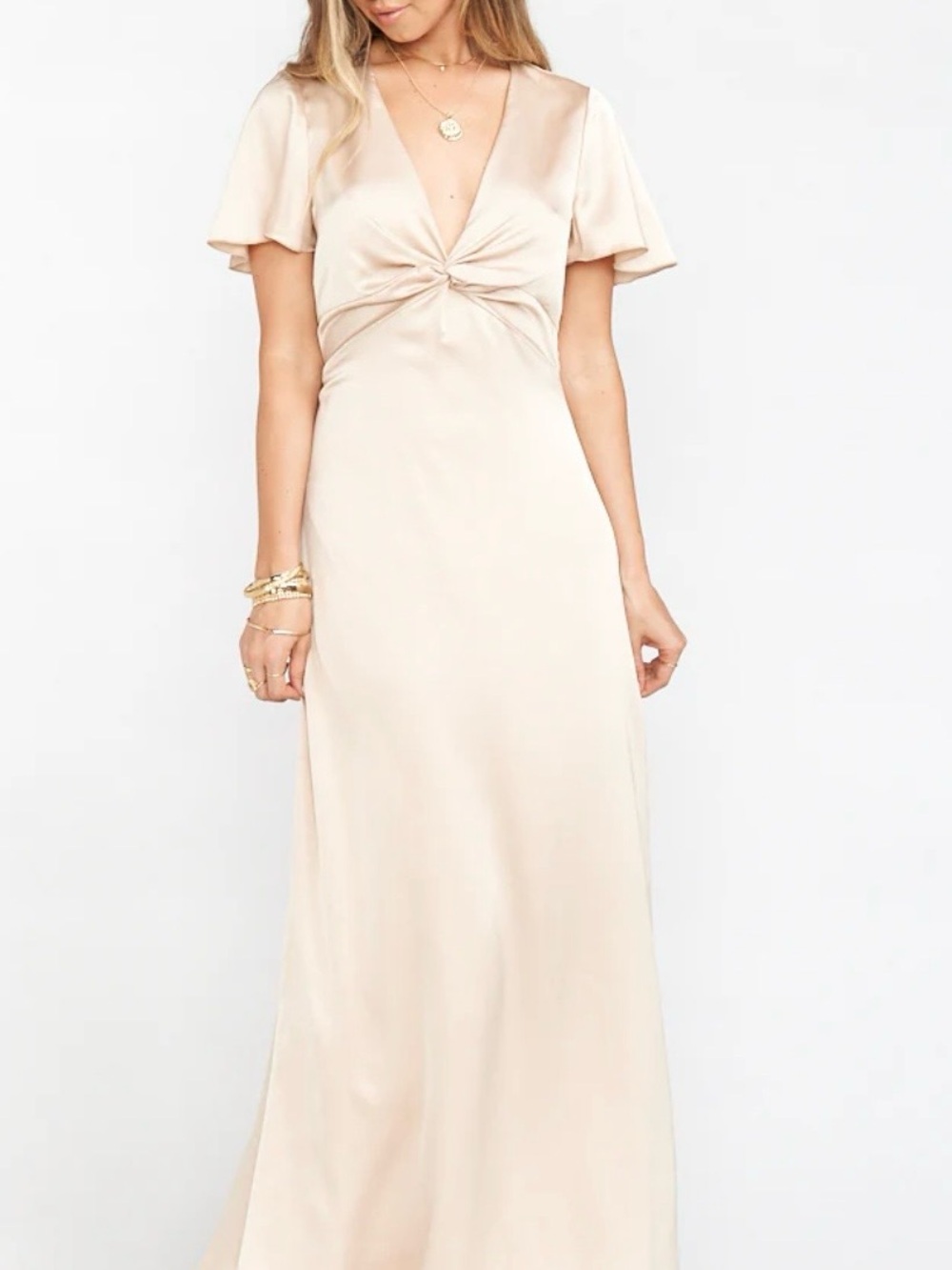 Show me your mumu satin rome twist maxi gown